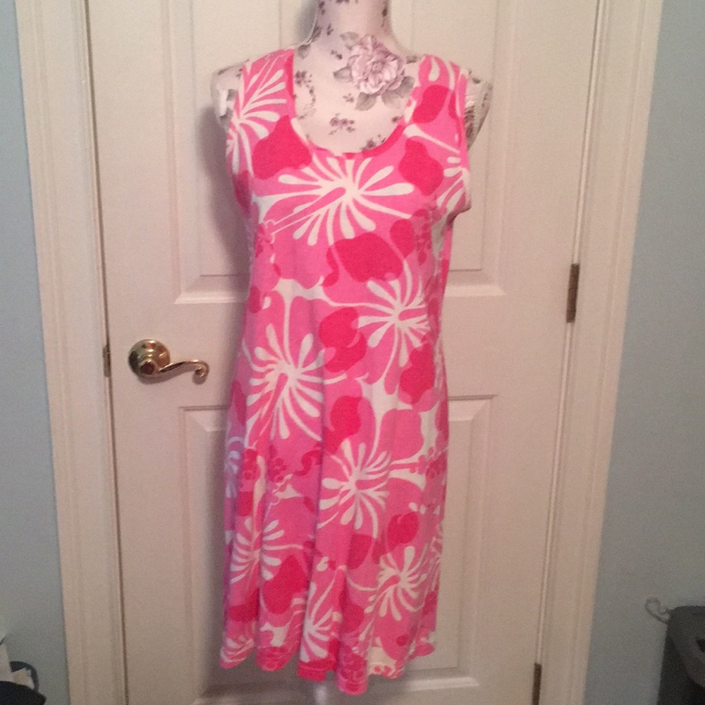 Pink and White Floral Summer Sleeveless Dress